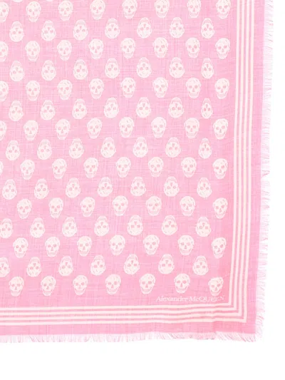 Alexander Mcqueen Biker Skull Print Scarf In Pink