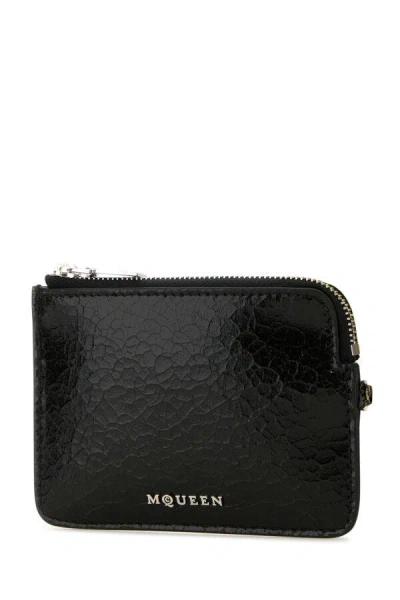 Alexander Mcqueen Men Black Leather Card Holder In Black