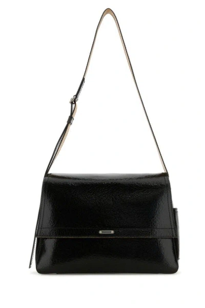 Alexander Mcqueen Men Black Leather The Slouch Crossbody Bag In Black
