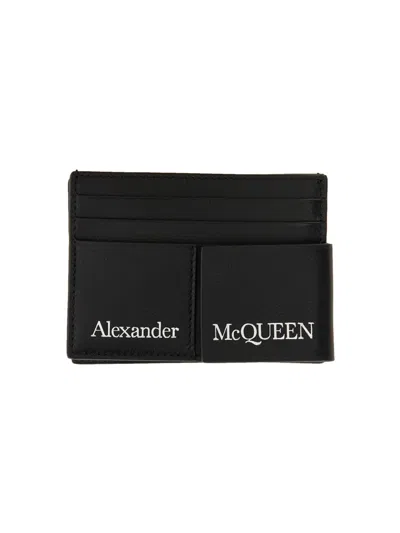 Alexander Mcqueen Men Card Holder With Logo In Black