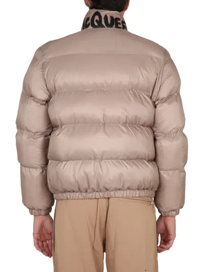 Alexander Mcqueen Man Down Jacket Sand Size 38 Polyester In Cream