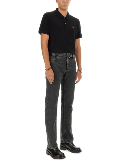Alexander Mcqueen Alexander Mc Queen "metal Plate" Jeans In Black