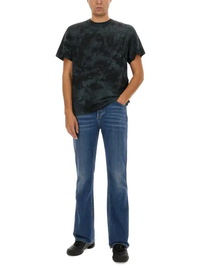 Alexander Mcqueen Skull Embroidered Tie-dye T-shirt In Black