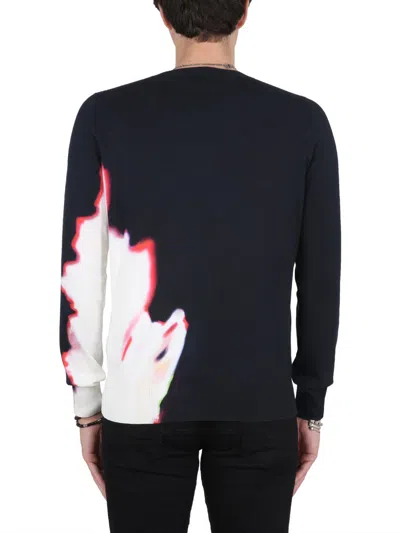 Alexander Mcqueen Jersey With Solarised Flower Print In Multicolor