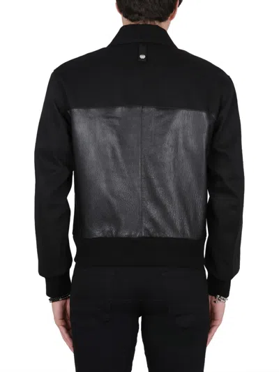 Alexander Mcqueen Leather And Fabric Bomber Jacket In Black
