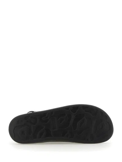 Alexander Mcqueen Black Slide Sandals With Embossed Logo In Leather Man In Black