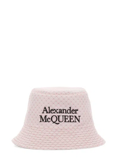 Alexander Mcqueen Black And White Reversible Bucket Hat With Logo Embroidery In Polyamide Man In Black