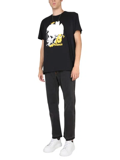 Alexander Mcqueen Men's Raw Cut Jeans In Black