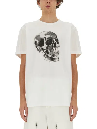 Alexander Mcqueen Skull Print Crewneck T-shirt In White