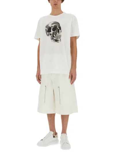 Alexander Mcqueen Skull Print Crewneck T-shirt In White