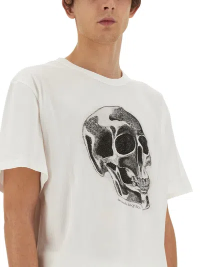 Alexander Mcqueen Skull Print Crewneck T-shirt In White