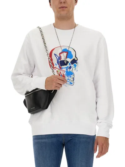 Alexander Mcqueen Men's Skull Sweatshirt In White