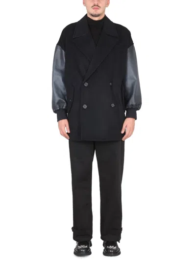 Alexander Mcqueen Men's Soft-shouldered Caban In Black