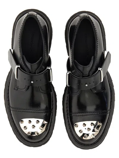 Alexander Mcqueen Studded Strap Derby Loafers In Black