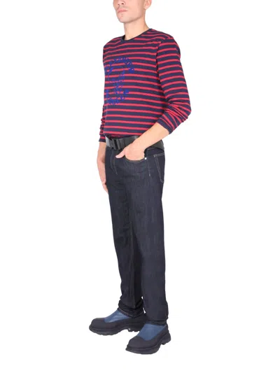 Alexander Mcqueen Striped Long Sleeve T-shirt In Blue