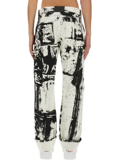 Alexander Mcqueen Abstract Print Straight-leg Jeans In White