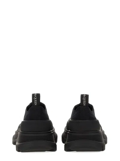 Alexander Mcqueen Black Canvas Tread Slick Platform Low Sneakers In Black