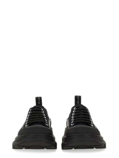 Alexander Mcqueen Black Canvas Tread Slick Platform Low Sneakers In Black