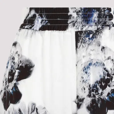 Alexander Mcqueen Floral Silk Pajama Pants In Blue