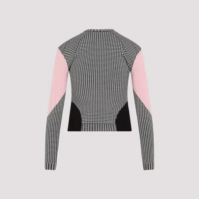 Alexander Mcqueen Black White Pink Wool Pullover In Black