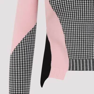 Alexander Mcqueen Black White Pink Wool Pullover In Black