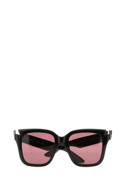 Alexander Mcqueen Thick Temples Square Frame Sunglasses In Black
