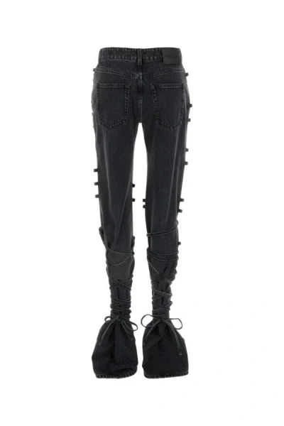 Alexander Mcqueen Flared Jeans With Unique Lace-up Detailing And High-quality Cotton Fabric In Black