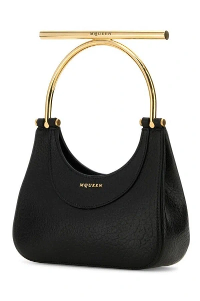 Alexander Mcqueen Women Black Leather Mini Cross-bar Handbag In Black