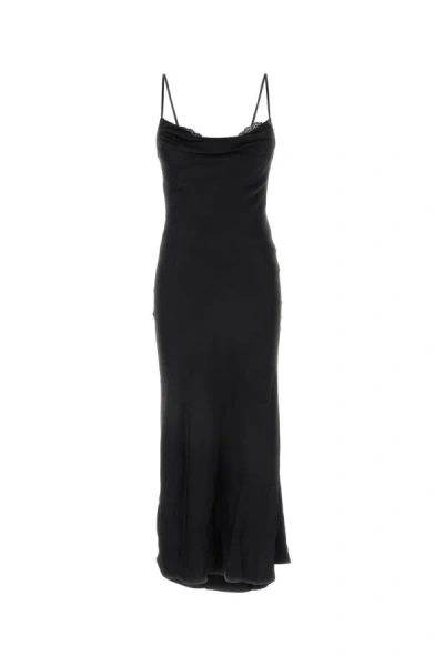 Alexander Mcqueen Silk Evening Dress Women In Black