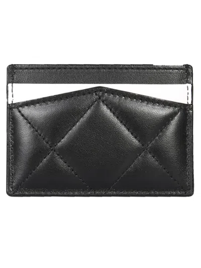 Alexander Mcqueen Quilted Leather Card Holder With Printed Logo In Black
