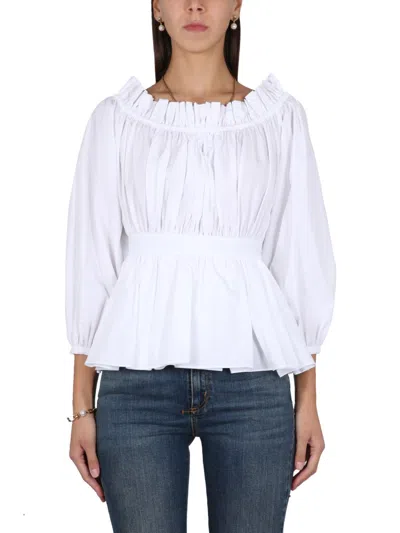 Alexander Mcqueen Off Shoulder Cotton Top In White
