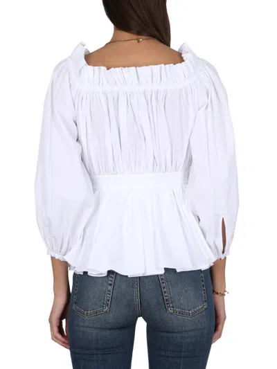 Alexander Mcqueen Off Shoulder Cotton Top In White