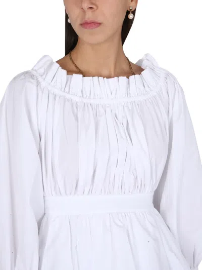 Alexander Mcqueen Off Shoulder Cotton Top In White