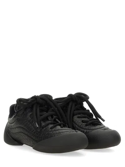 Alexander Mcqueen Flexion Rubber-trimmed Textured-leather Sneakers In Black