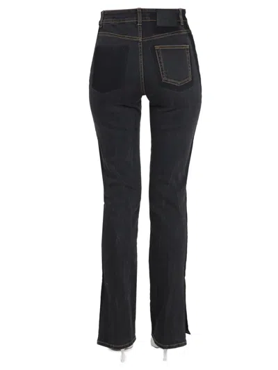 Alexander Mcqueen Stone Washed Black Bootcut Jeans In Stretch Denim In Black