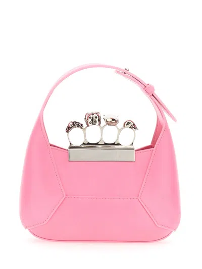 Alexander Mcqueen Alexander Mc Queen The Jewelled Hobo Mini Leather Shoulder Bag In Pink