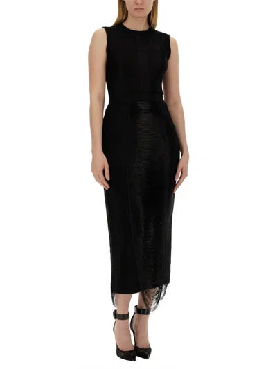 Alexander Mcqueen Pencil Midi Skirt In Black