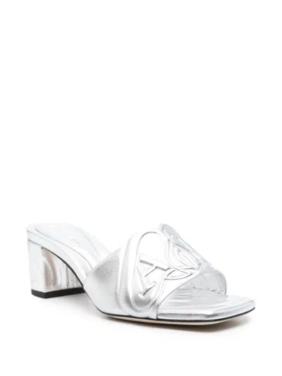 Alexander Mcqueen Alexander Mc Queen Metallic Leather Heel Sandals In Multicolor