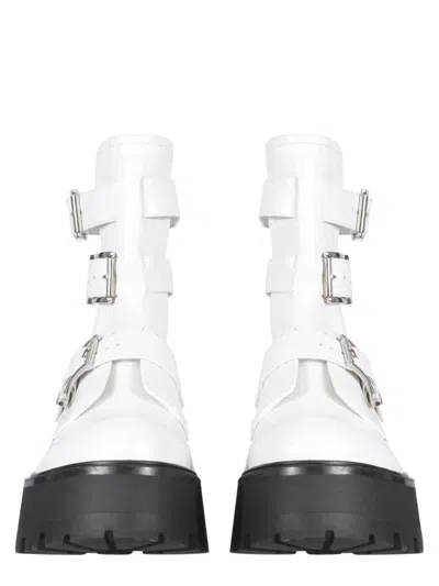 Alexander Mcqueen Leather Ankle Boots In White