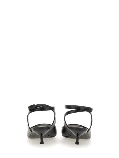 Alexander Mcqueen Black Leather Sandals With Kitten Heel In Black