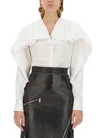 Shop Alexander Mcqueen Women Shirt With Drape In White