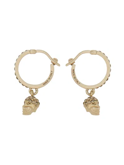 Alexander Mcqueen Women Orecchini A Cerchio Skull In Gold