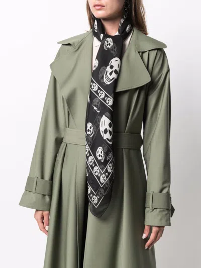 Alexander Mcqueen Wool Scarf With Biker Skull Pattern In Multicolor