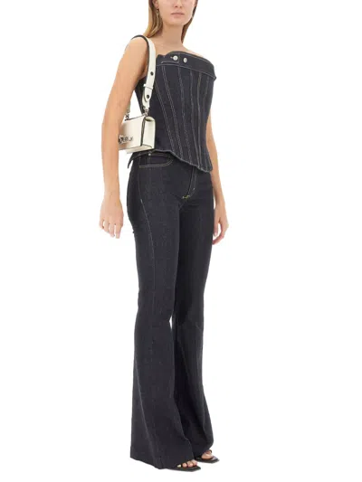 Alexander Mcqueen Alexander Mc Queen Denim Cold Wash Corset Top In Blue