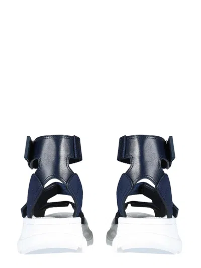 Alexander Mcqueen Blue Touch Strap Sandals In Blue