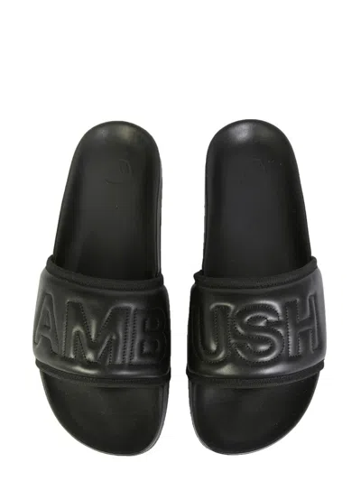 Ambush 10mm Quilted Leather Slide Sandals In Black