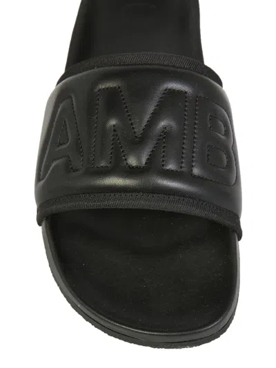 Ambush 10mm Quilted Leather Slide Sandals In Black