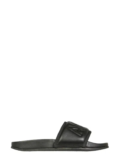 Ambush 10mm Quilted Leather Slide Sandals In Black