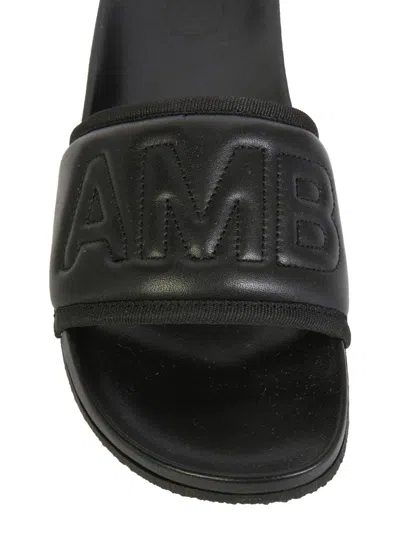 Ambush 10mm Quilted Leather Slide Sandals In Black