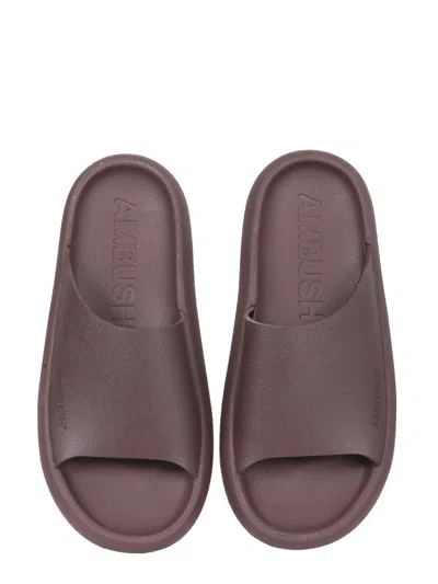 Ambush Logo-embossed Flat Sandals In Brown